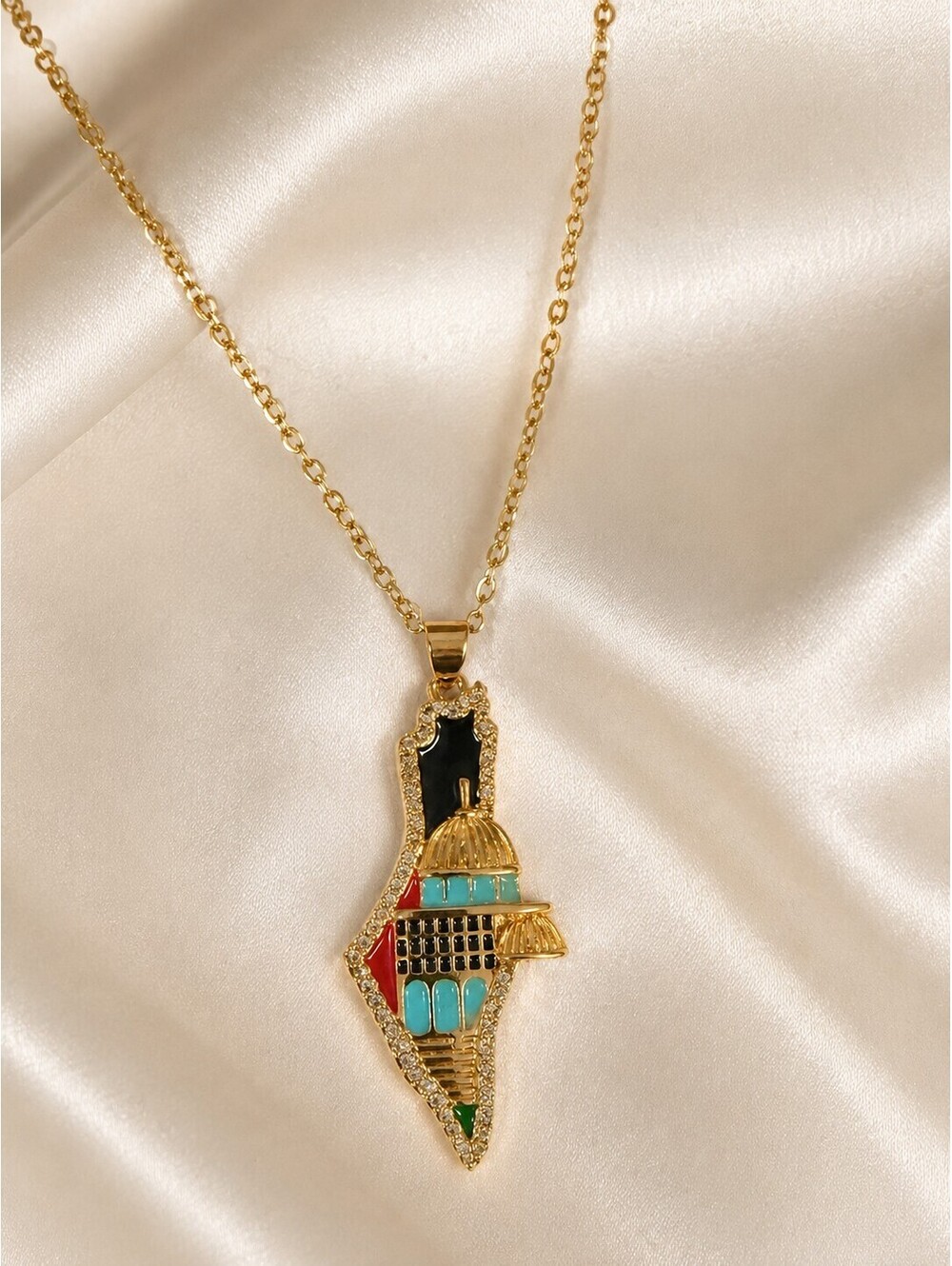 Palestine Map Necklace